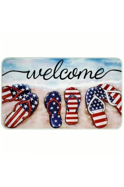 Outlet Dear-Lover Welcome American Flag Slipper Print Entryway Mat Dark Blue