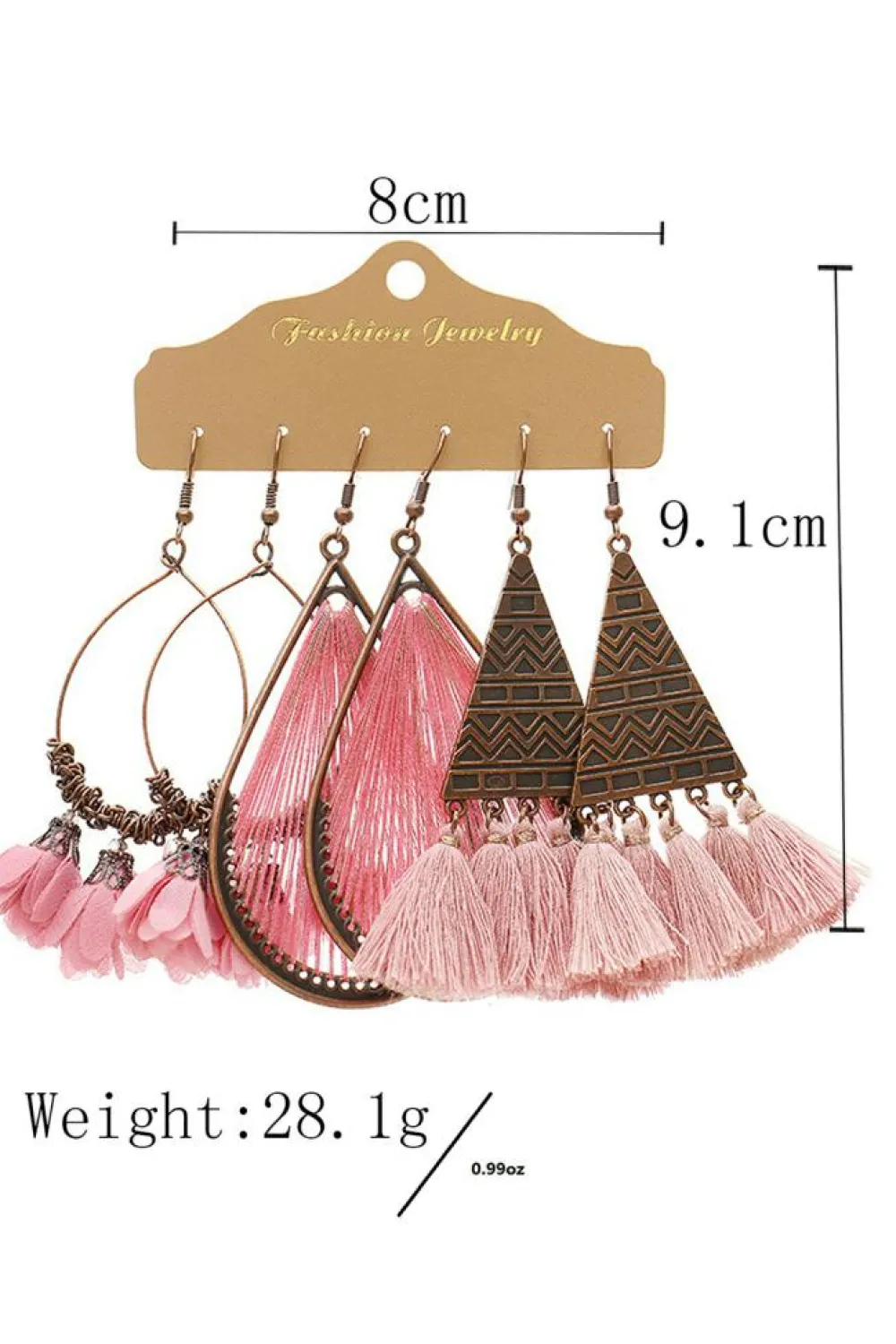 Best Dear-Lover 3 Pairs Boho Floral Tasseled Geometric Dangle Earrings Set Dark Brown