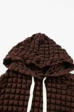 New Dear-Lover Bubble Textured Waffle Hoodie Dark Brown