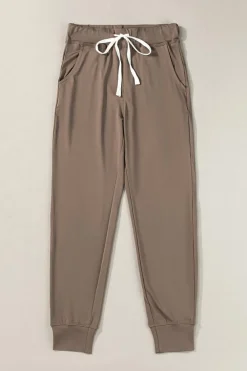 Sale Dear-Lover Drawstring Waist Pocketed Joggers Dark Brown