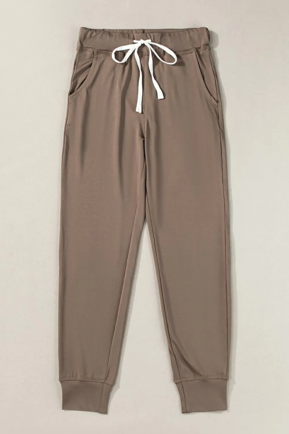 Sale Dear-Lover Drawstring Waist Pocketed Joggers Dark Brown