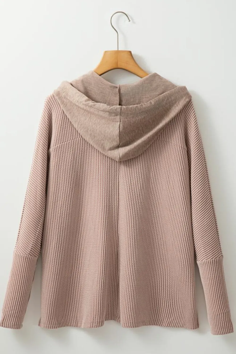 Sale Dear-Lover Flap Pocket Patchwork Corded Drawstring Hoodie Dark Brown