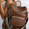 Clearance Dear-Lover Tassel Decor Retro PU Large Capacity Backpack Dark Brown