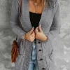 Discount Dear-Lover Front Pocket and Buttons Closure Cardigan Dark Gray