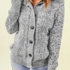 Hot Dear-Lover Long Sleeve Button-up Hooded Cardigans Dark Gray