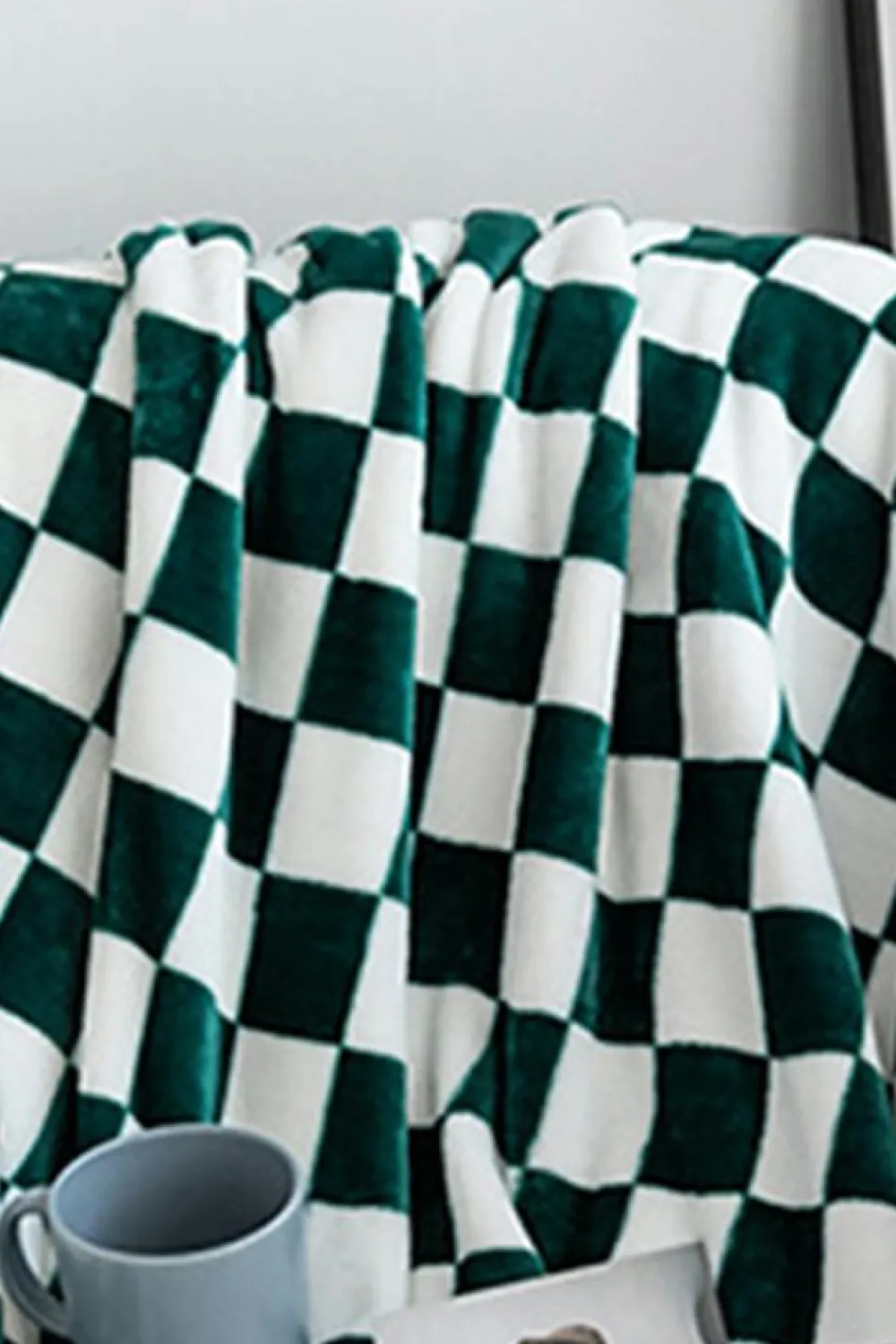 Fashion Dear-Lover Checkerboard Printed Soft Throw Blanket 120*200cm Dark Green