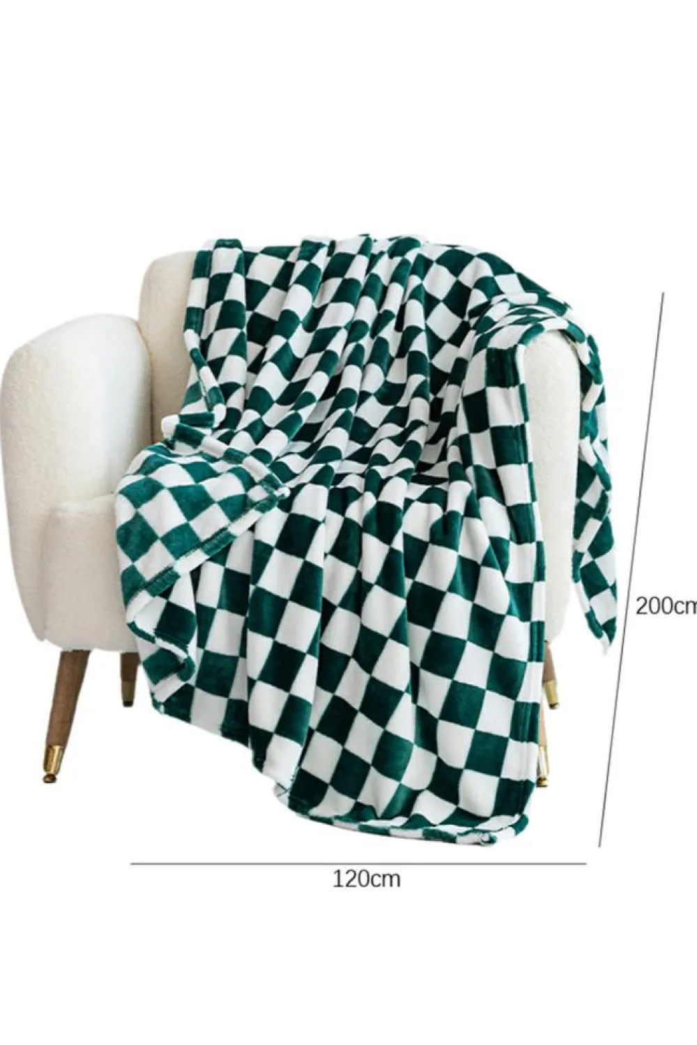 Fashion Dear-Lover Checkerboard Printed Soft Throw Blanket 120*200cm Dark Green