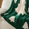 Fashion Dear-Lover Colorblock Christmas Tree Printed Blanket Dark Green