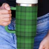 Online Dear-Lover Plaid Print Handle Stainless Vacuum Cup 40oz Dark Green