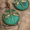 Online Dear-Lover Retro Dragonfly Hook Drop Earrings Dark Green