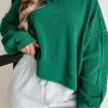 Hot Dear-Lover Sherpa Fleece Drop Shoulder Hoodie Dark Green