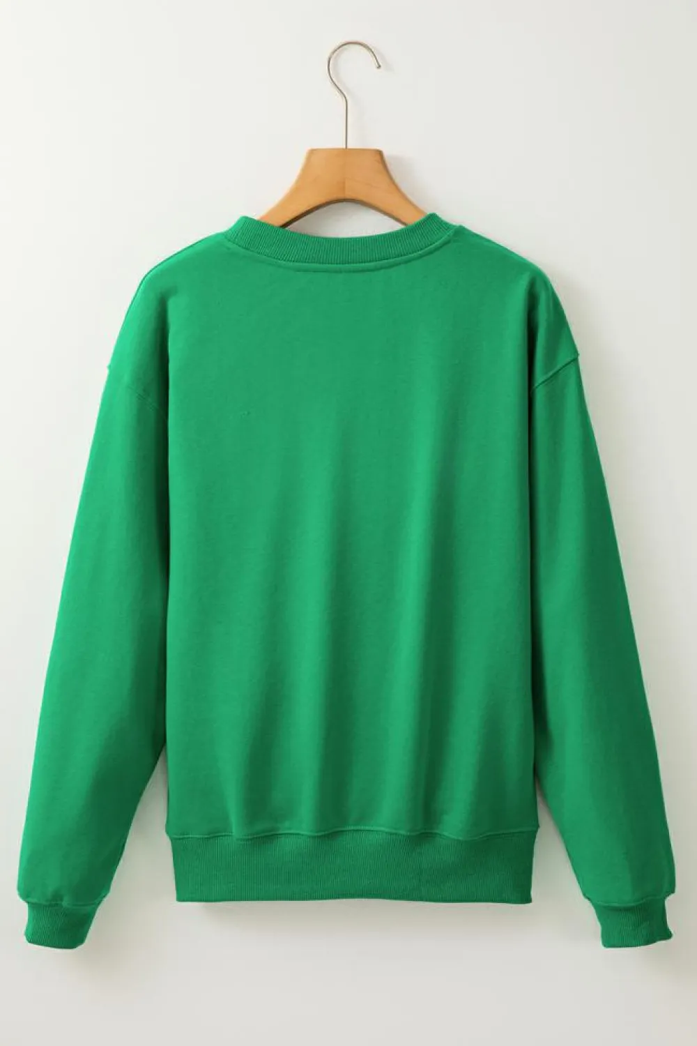 Outlet Dear-Lover Solid Fleece Lined Drop Shoulder Terry Sweatshirt Dark Green