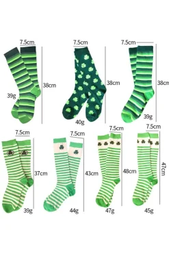Hot Dear-Lover St Patricks Clover Print Tube Socks Dark Green