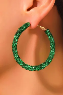 Best Dear-Lover St. Patricks Fashion Daring Sequin Loop Earrings Dark Green