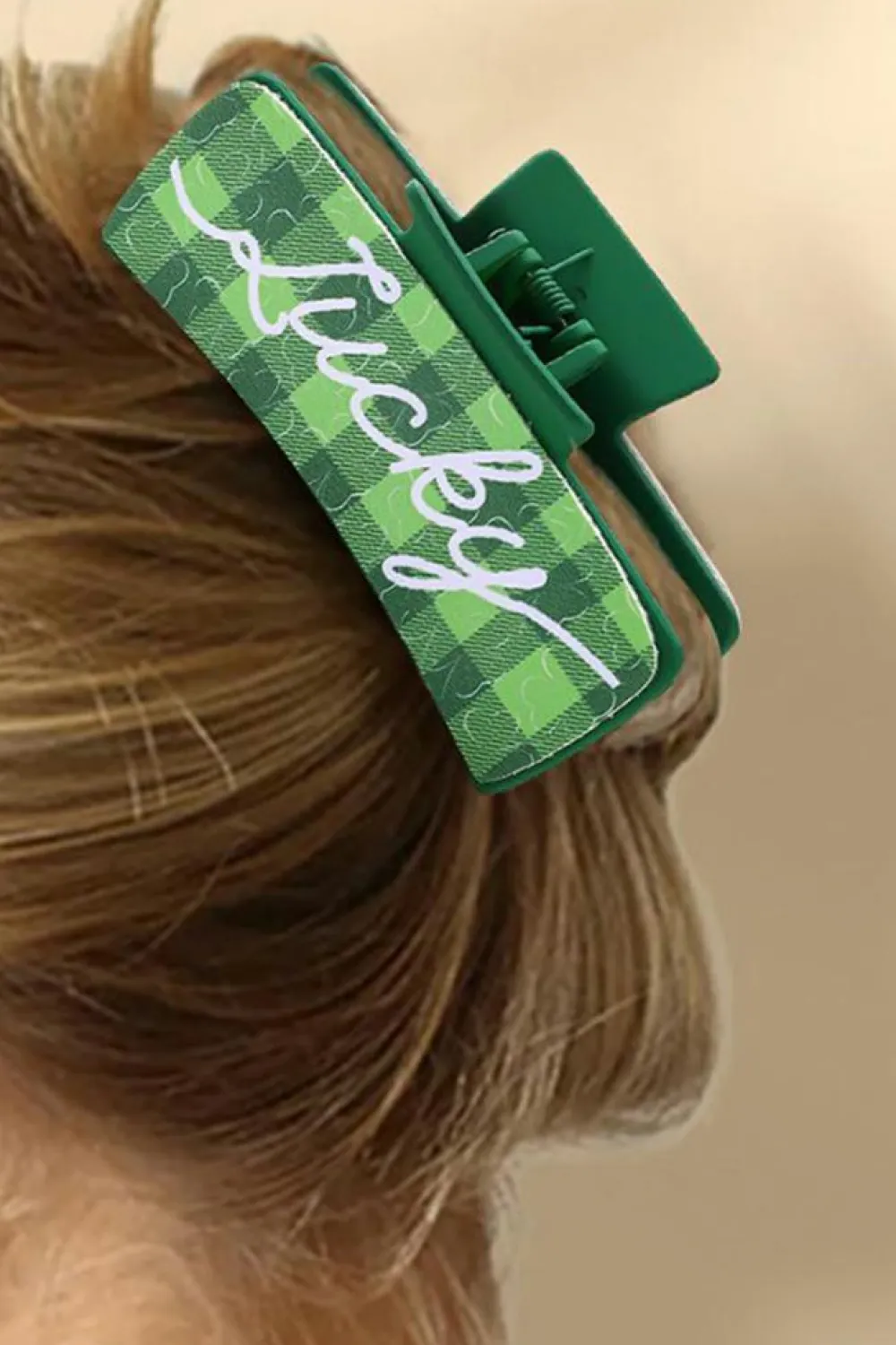 Discount Dear-Lover St. Patricks Plaid Lucky Pattern Claw Clip Dark Green