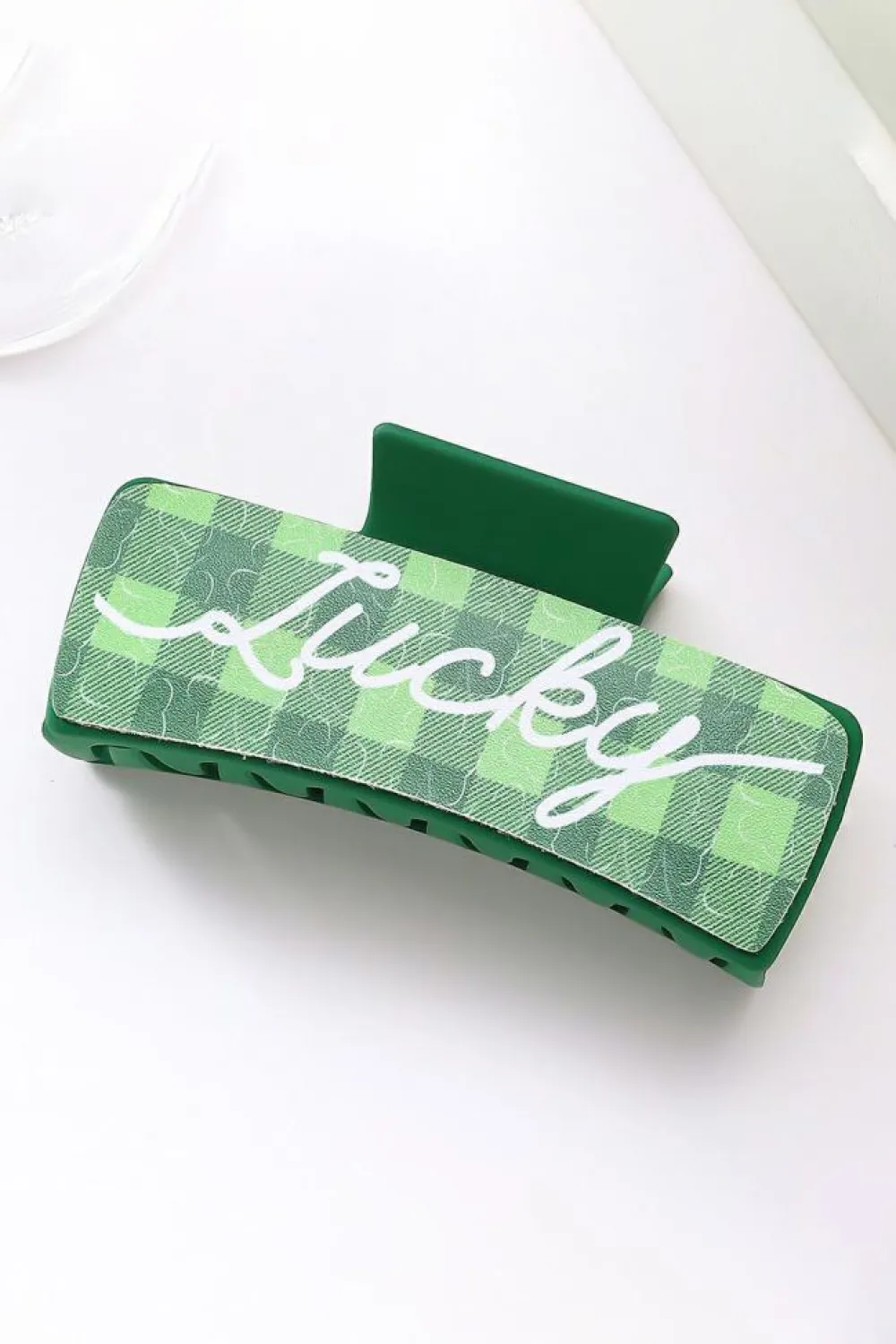 Discount Dear-Lover St. Patricks Plaid Lucky Pattern Claw Clip Dark Green