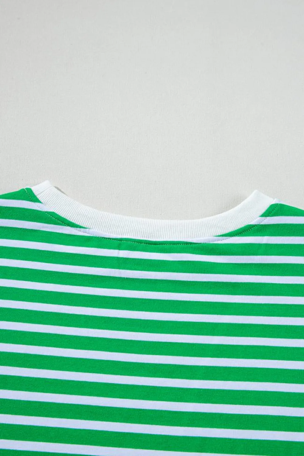 Best Dear-Lover Striped Cap Sleeve Tee and Shorts Set Dark Green