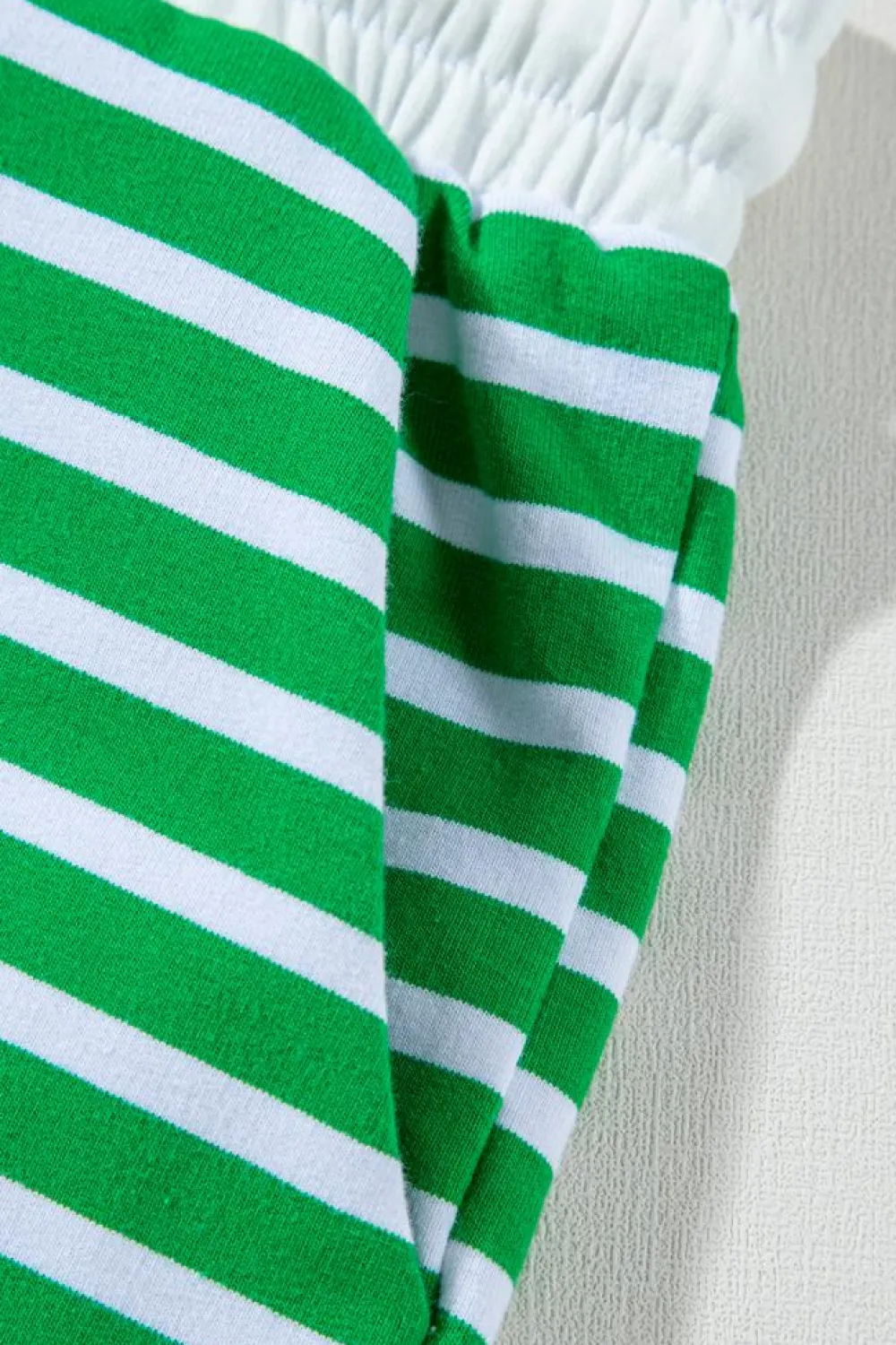 Best Dear-Lover Striped Cap Sleeve Tee and Shorts Set Dark Green