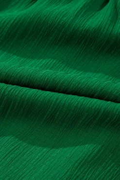 Discount Dear-Lover Textured Frilled Lace-up High Waist Ruffle Wide Leg Shorts Dark Green