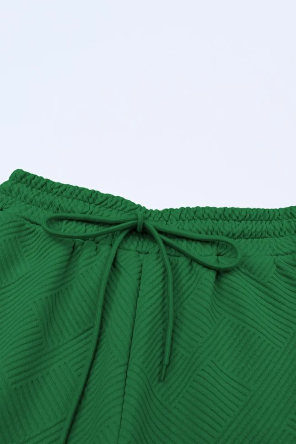 Sale Dear-Lover Textured Loose Fit T Shirt and Drawstring Pants Set Dark Green