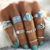 Clearance Dear-Lover Vintage Turquoise Decor 10Pcs Rings Set Dark Green