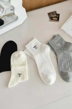 Hot Dear-Lover Bow Knot Ankle Socks Dark Grey