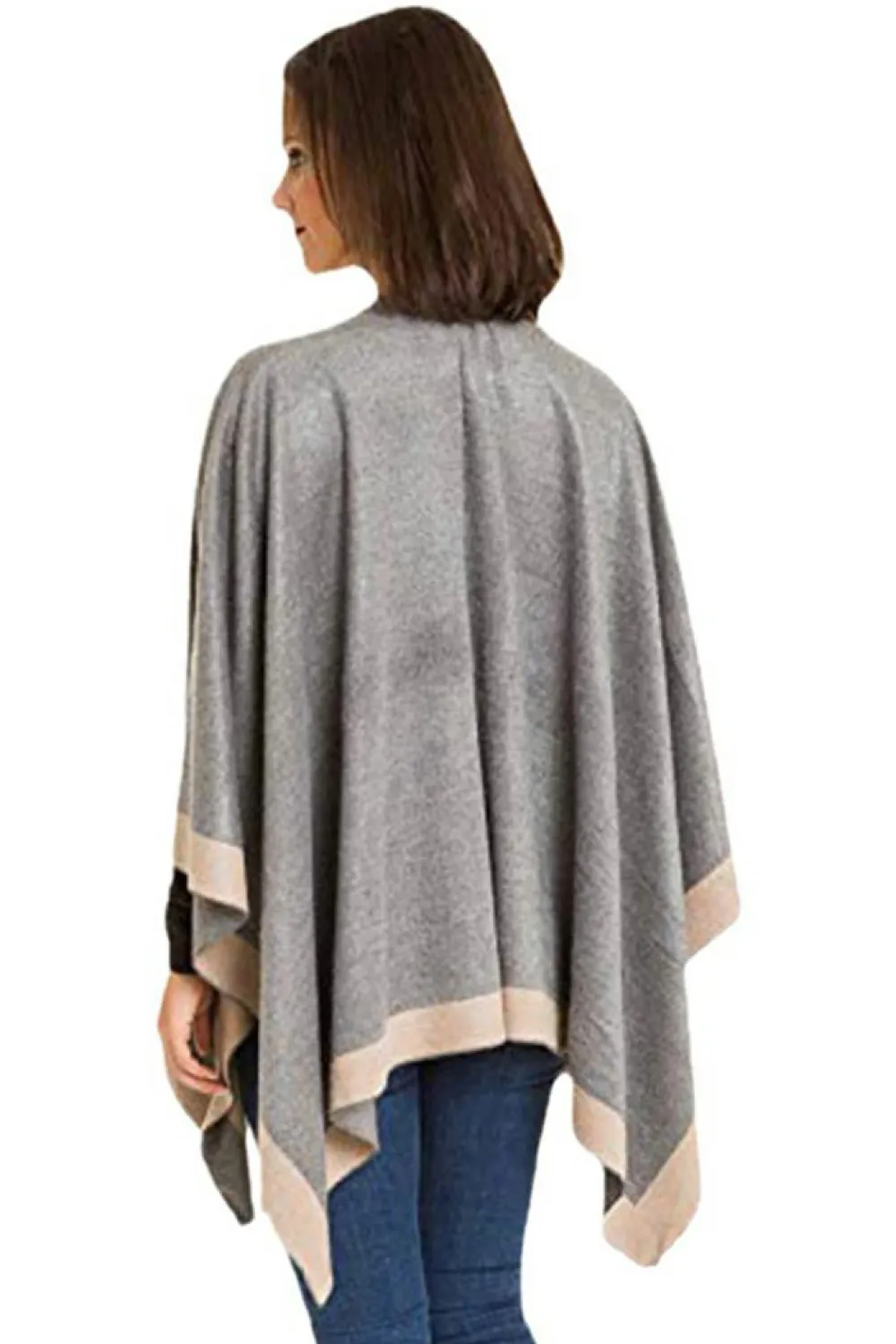 Discount Dear-Lover Color Block Wrap Shawl Dark Grey