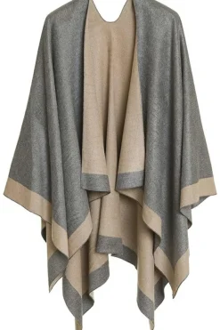 Discount Dear-Lover Color Block Wrap Shawl Dark Grey