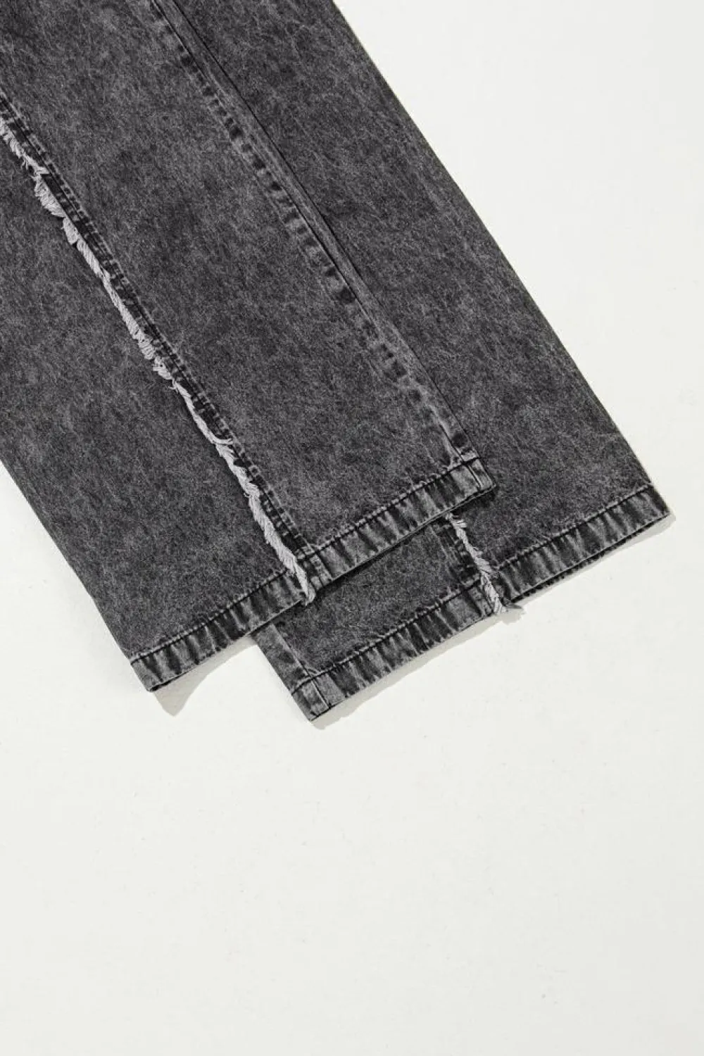 New Dear-Lover Light Wash Frayed Exposed Seam Wide Leg Denim Overall Dark Grey