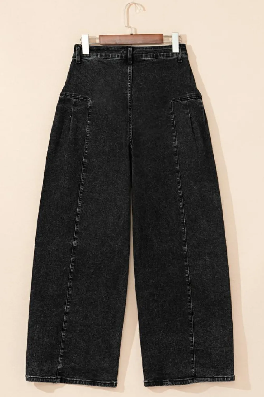 Outlet Dear-Lover Pleated Wide Leg Mineral Wash Denim Pants Dark Grey