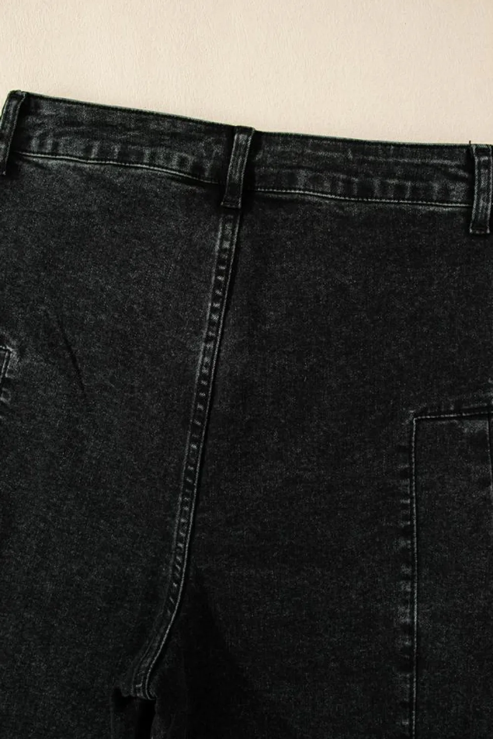 Outlet Dear-Lover Pleated Wide Leg Mineral Wash Denim Pants Dark Grey
