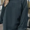 Online Dear-Lover Ribbed Corduroy Oversized Sweatshirt Dark Grey