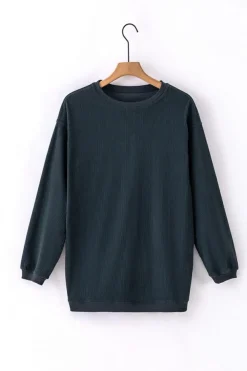 Online Dear-Lover Ribbed Corduroy Oversized Sweatshirt Dark Grey
