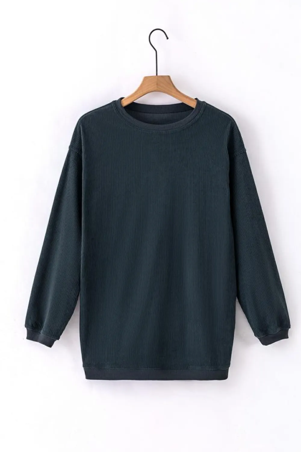 Online Dear-Lover Ribbed Corduroy Oversized Sweatshirt Dark Grey