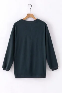 Online Dear-Lover Ribbed Corduroy Oversized Sweatshirt Dark Grey