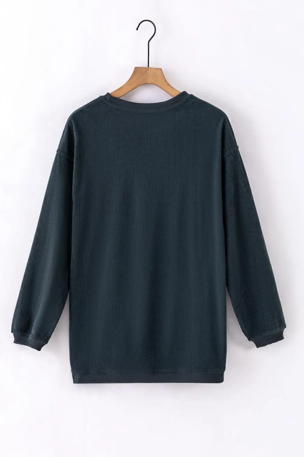 Online Dear-Lover Ribbed Corduroy Oversized Sweatshirt Dark Grey