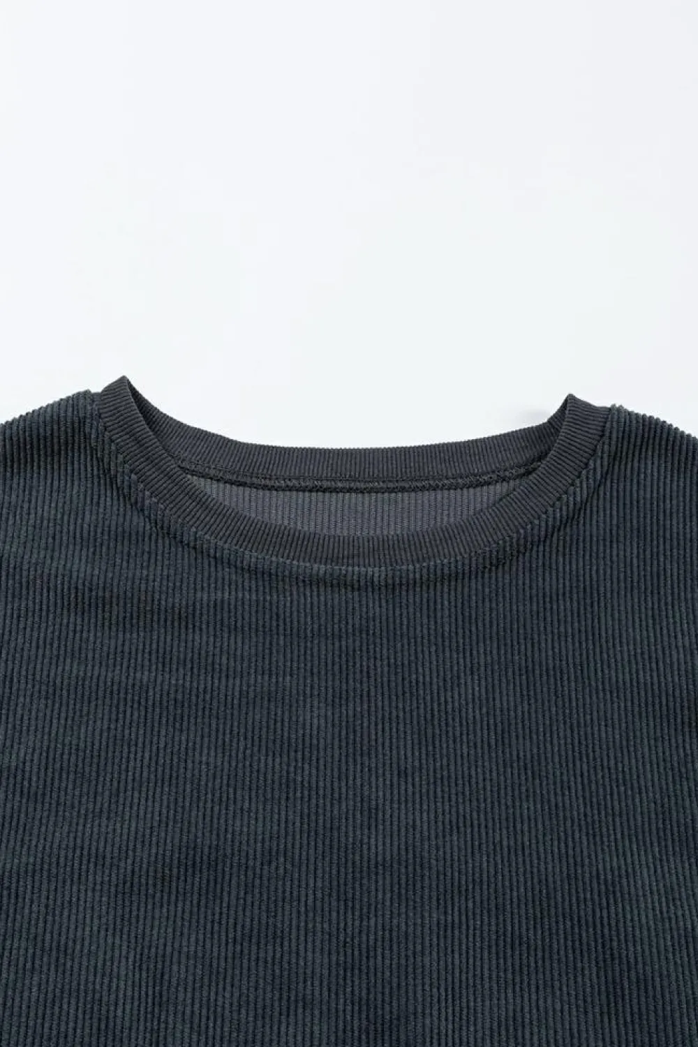 Online Dear-Lover Ribbed Corduroy Oversized Sweatshirt Dark Grey