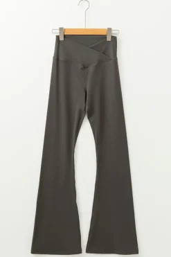 Discount Dear-Lover V Shape High Waist Flared Leggings Dark Grey