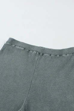 Discount Dear-Lover Vintage Wash Ribbed Leggings Dark Grey