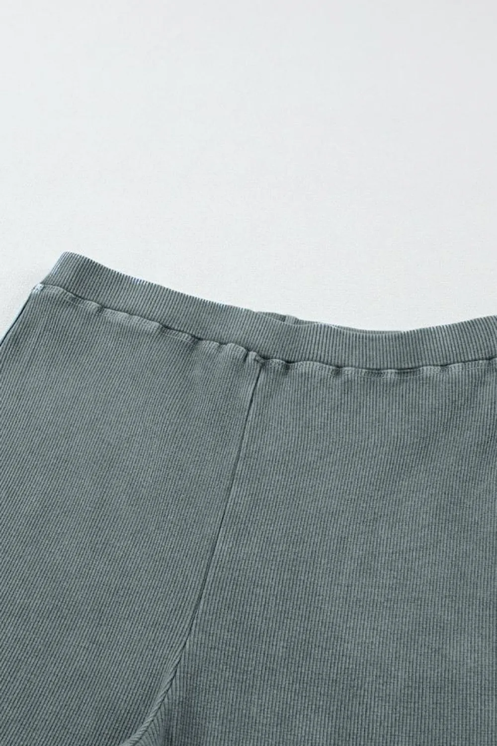 Discount Dear-Lover Vintage Wash Ribbed Leggings Dark Grey