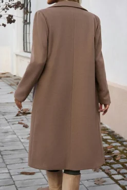 Clearance Dear-Lover Single Breasted Lapel Collar Flap Pocketed Overcoat Dark Khaki