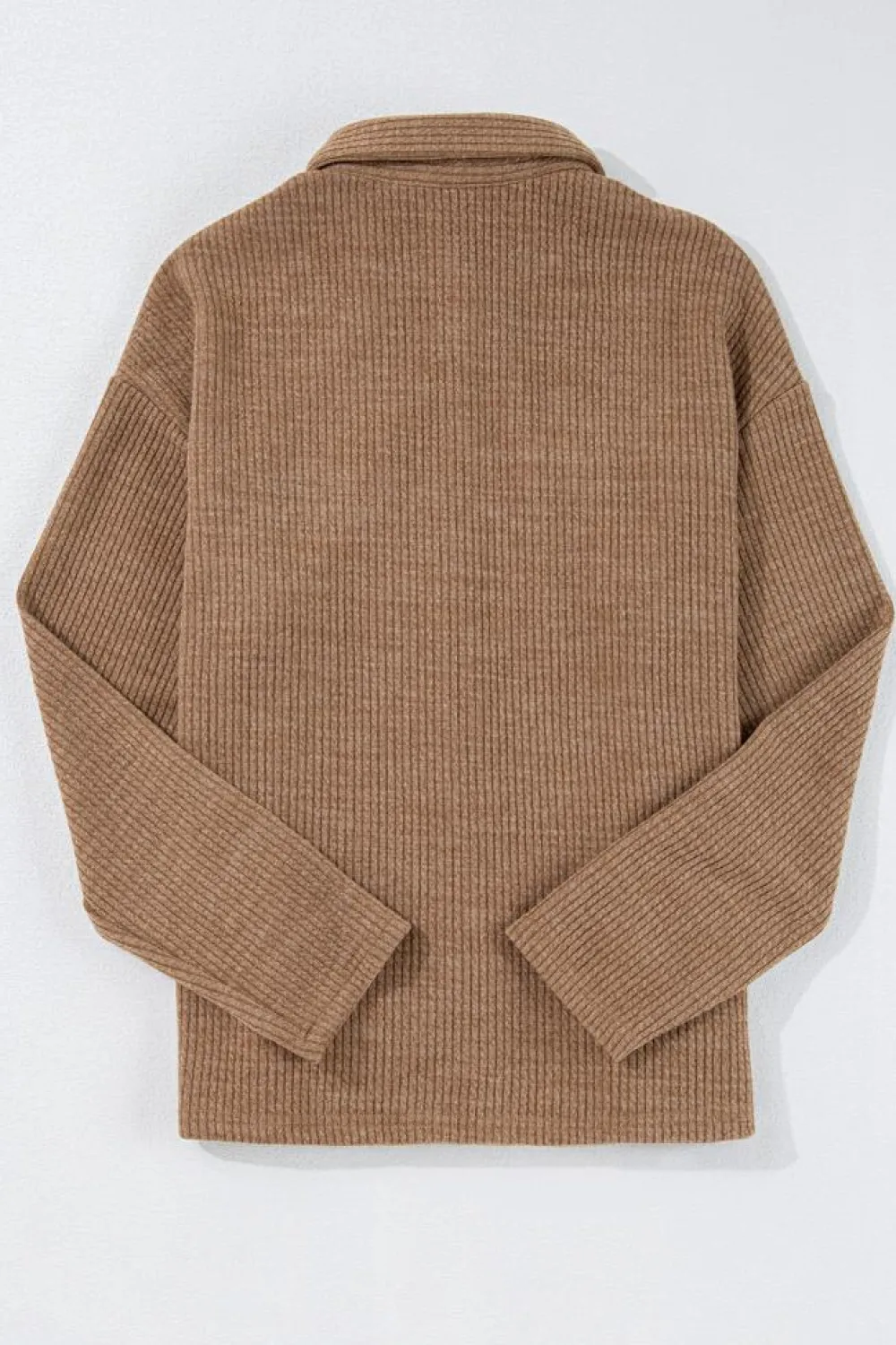 New Dear-Lover Solid Color Corduroy Buttoned Long Sleeve Shacket Dark Khaki
