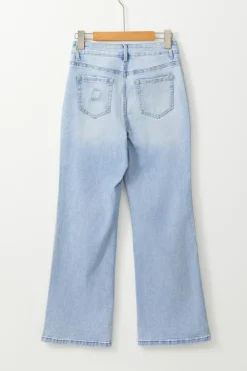 Sale Dear-Lover Vintage Light Wash Distressed Flare Jeans Beau Blue