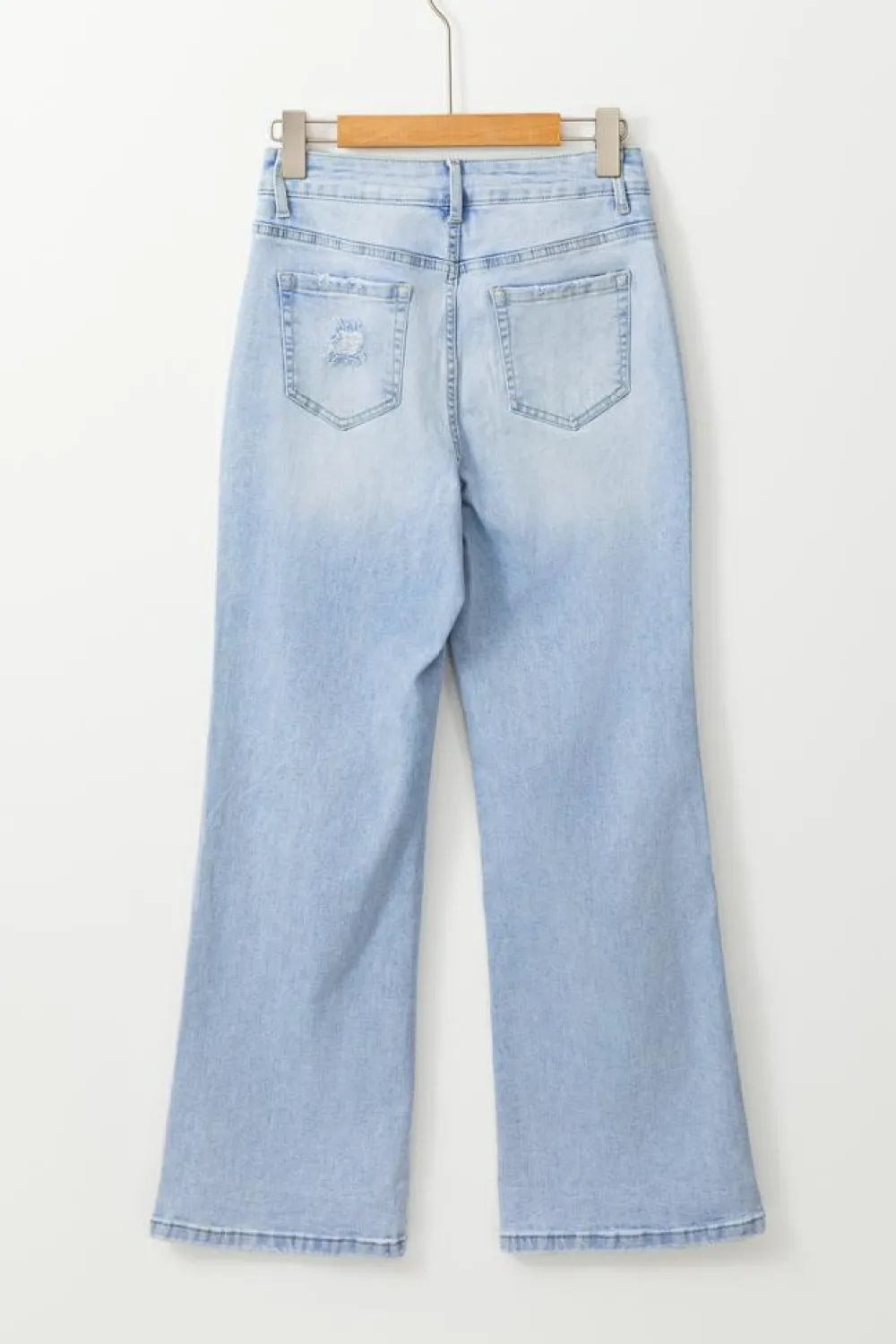 Sale Dear-Lover Vintage Light Wash Distressed Flare Jeans Beau Blue