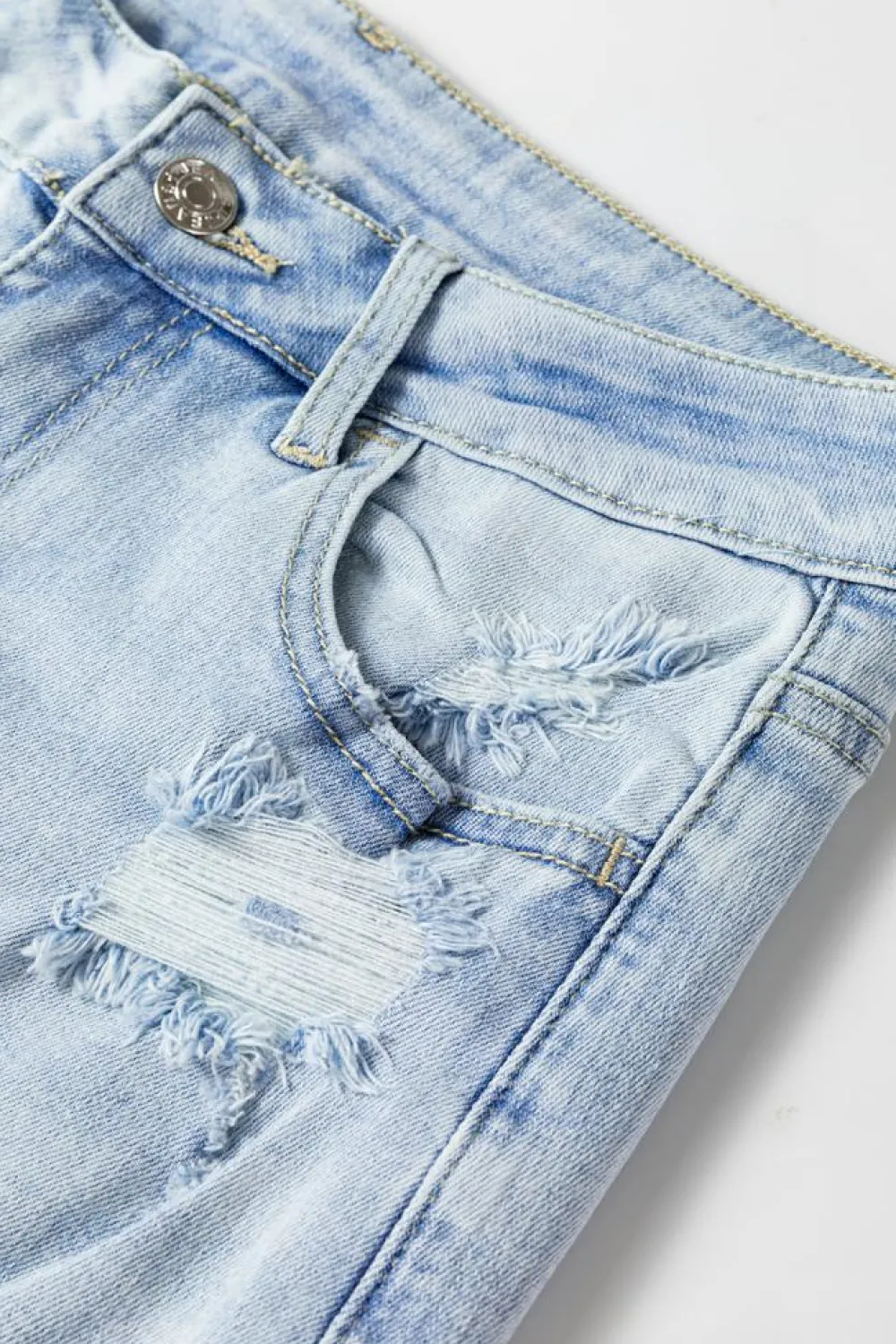 Sale Dear-Lover Vintage Light Wash Distressed Flare Jeans Beau Blue