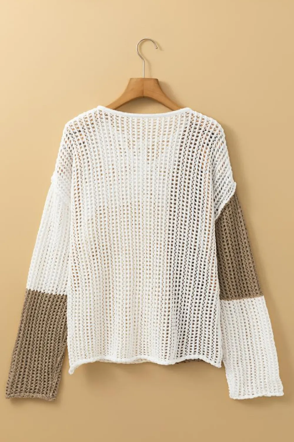 Online Dear-Lover Colorblock Hollow-out Front Tie V Neck Lightweight Sweater Brown