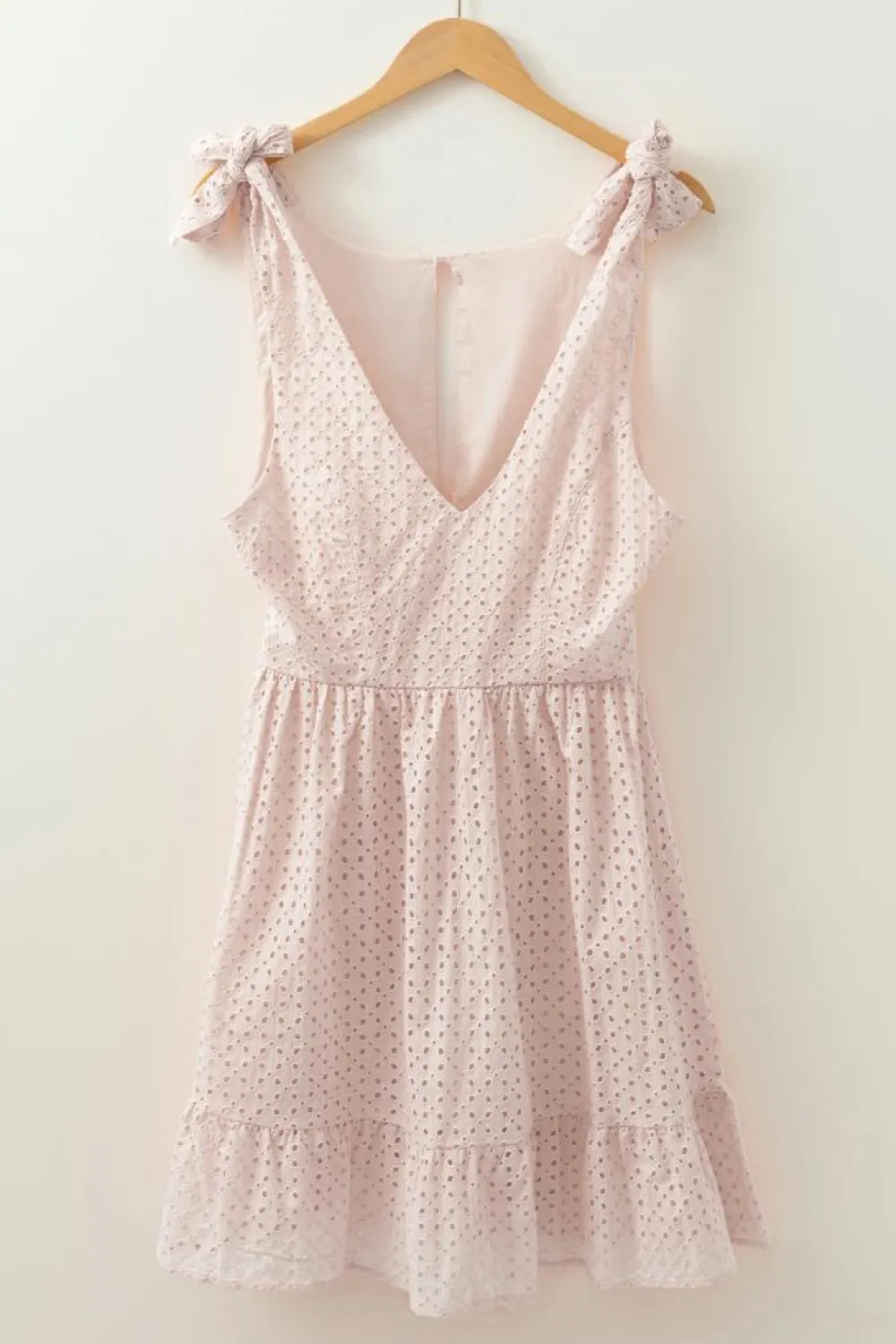 Sale Dear-Lover Embroidered Eyelets Ruffled Hem Sleeveless Mini Dress Delicacy