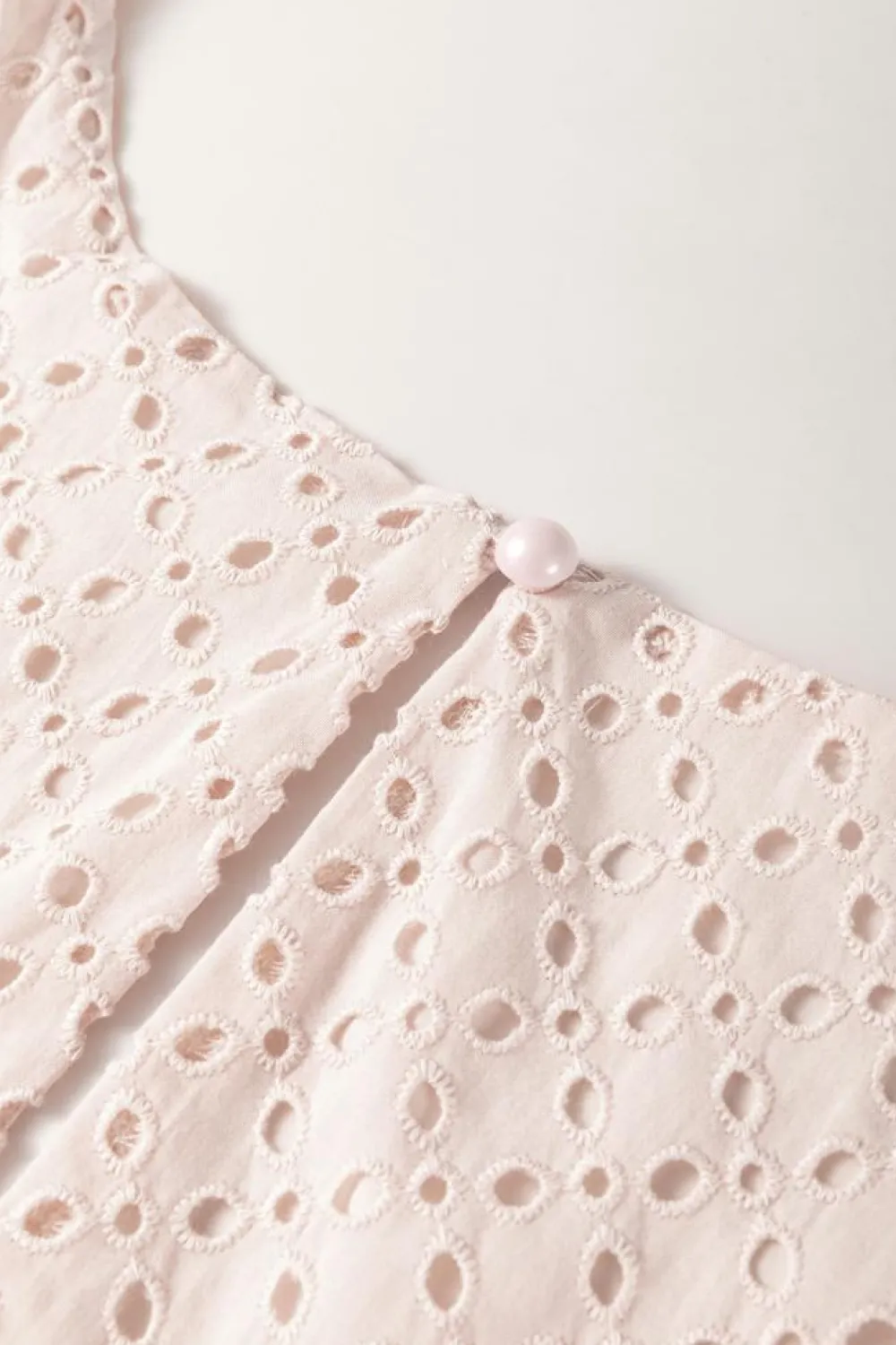 Sale Dear-Lover Embroidered Eyelets Ruffled Hem Sleeveless Mini Dress Delicacy