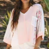 Best Dear-Lover Floral Lace Crochet Patchwork Batwing Sleeve Blouse Delicacy