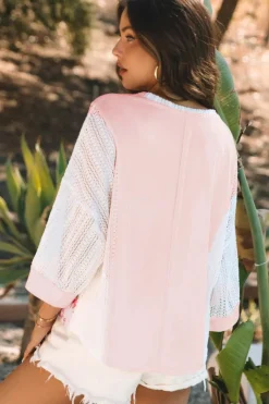 Best Dear-Lover Floral Lace Crochet Patchwork Batwing Sleeve Blouse Delicacy